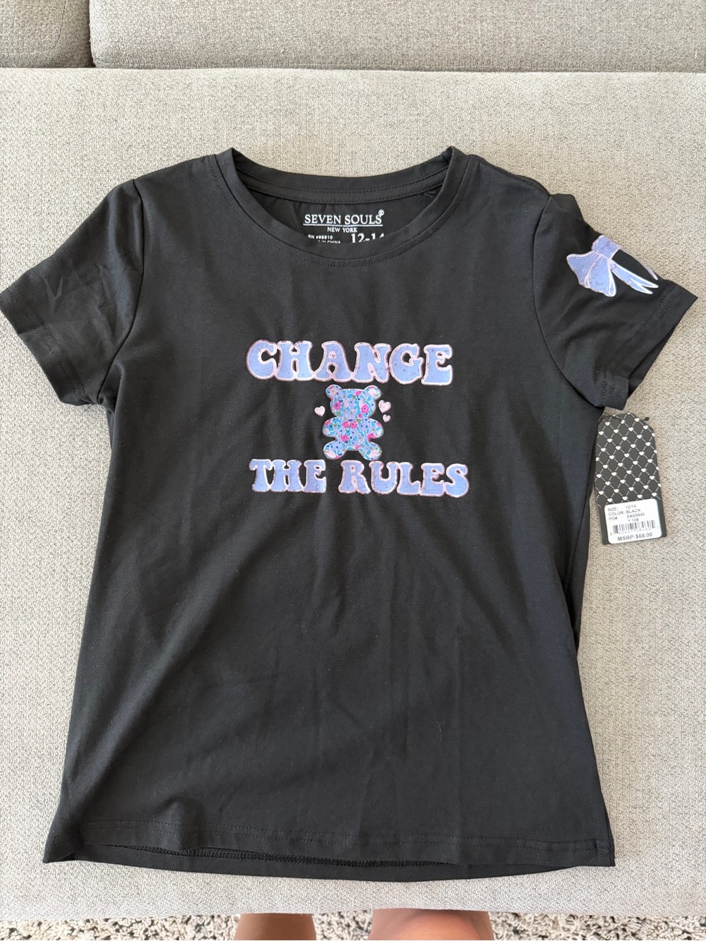 Seven Souls Kids' Black 'Change The Rules' Short Sleeve Graphic Tee